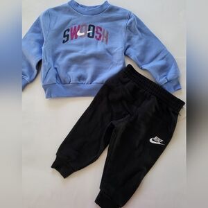 Nike Toddler boys 2pc set fleece sweatshirt Pants Size 2T Blue Black